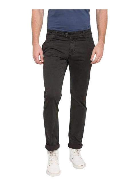 spykar olive slim fit trousers