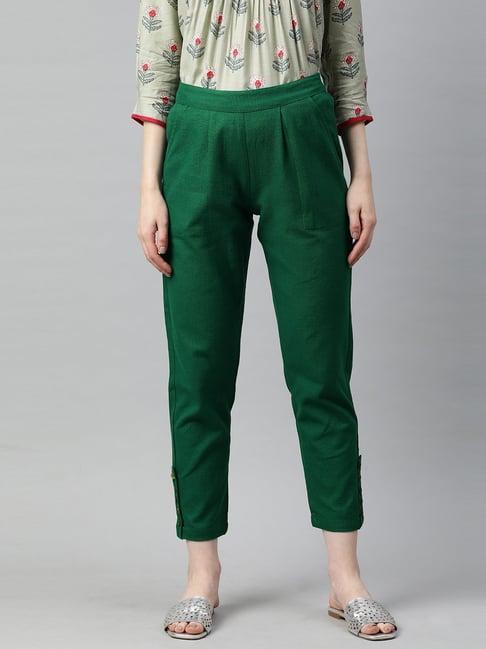 jaipur kurti bottle green cotton pants