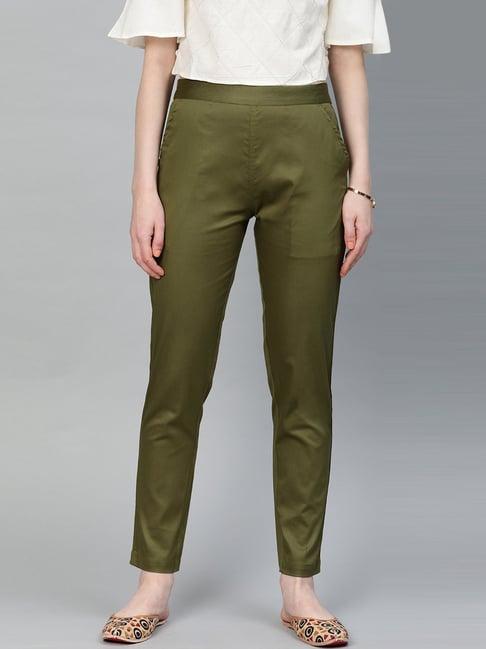 jaipur kurti olive green mid rise pants