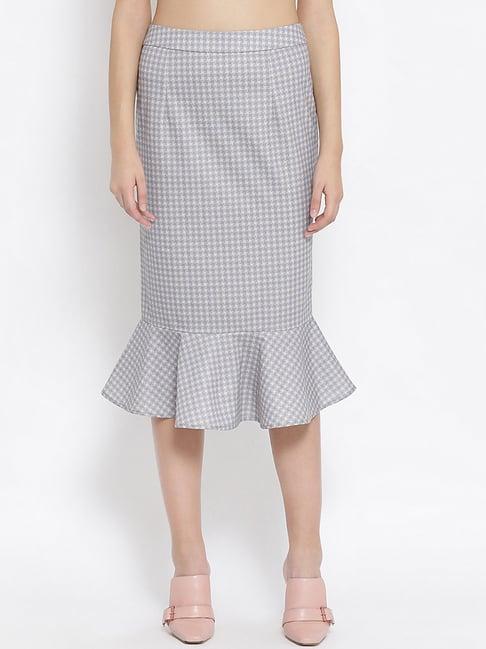 office & you light grey lycra fish cut skirt