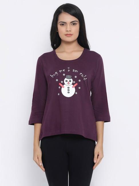 clovia purple printed top