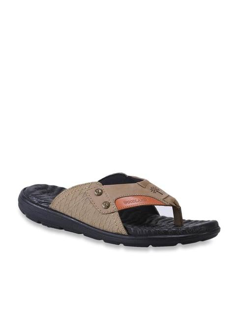 woodland men's khaki thong sandals