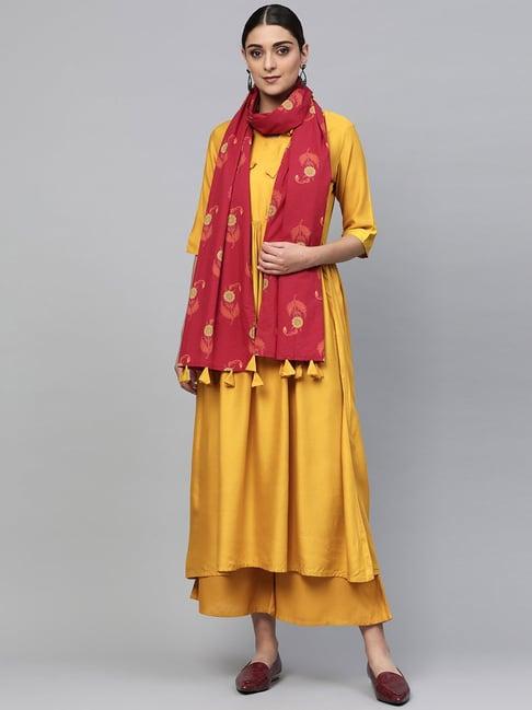 libas mustard kurta palazzo set with dupatta