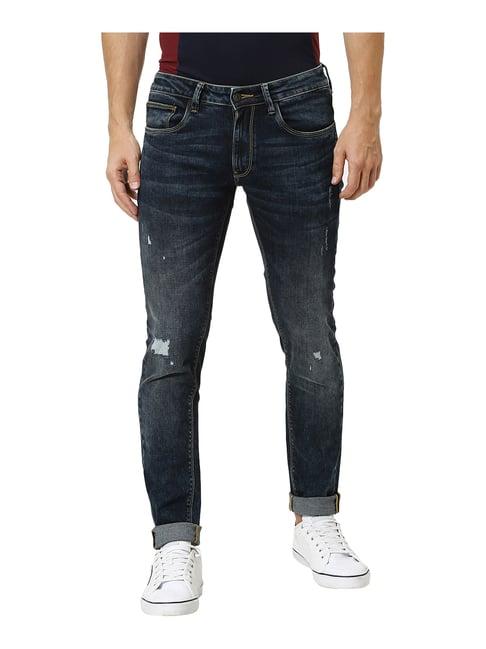 celio* blue skinny fit heavily washed jeans