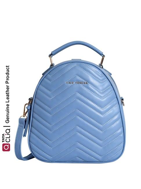 lino perros sky blue leather medium convertible backpack