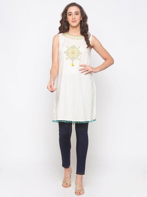 globus ecru embroidered tunic