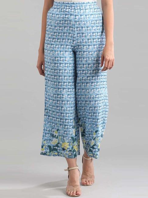 aurelia sky blue floral print palazzos