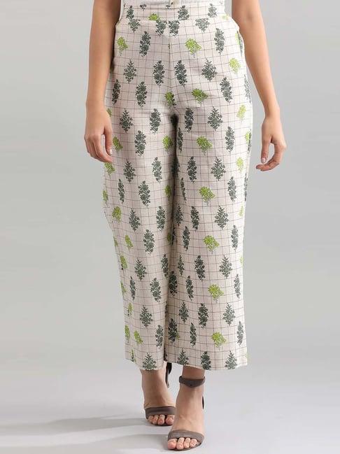 aurelia off-white cotton floral print palazzos