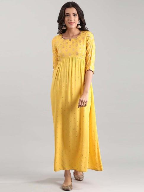 aurelia yellow printed maxi dress