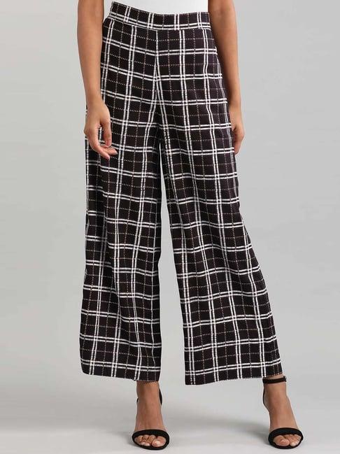 aurelia black chequered palazzos