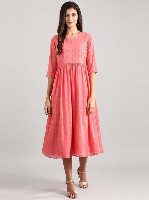 aurelia pink printed a-line dress