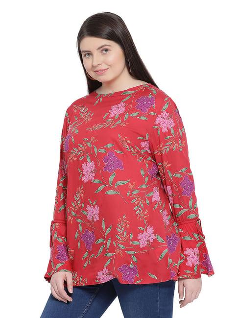 oxolloxo curves floral energy red top