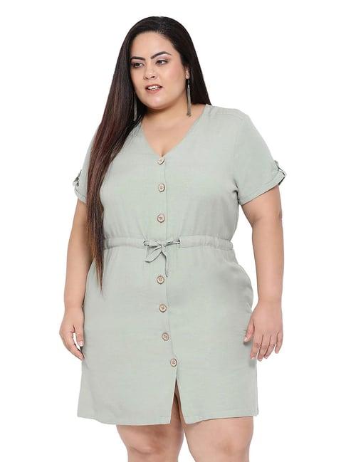 oxolloxo curves sage sisterhood green shirt dress