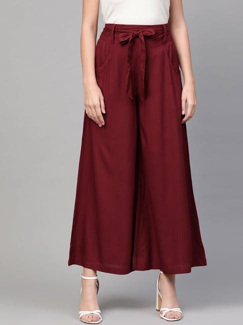 idalia maroon mid rise palazzos