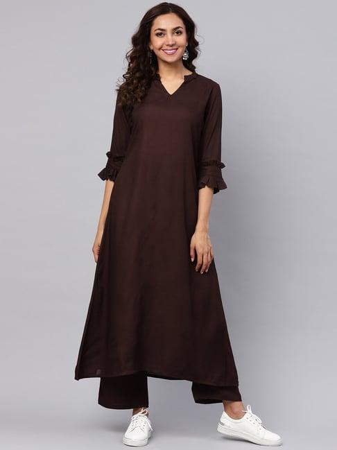 idalia brown kurta palazzo set