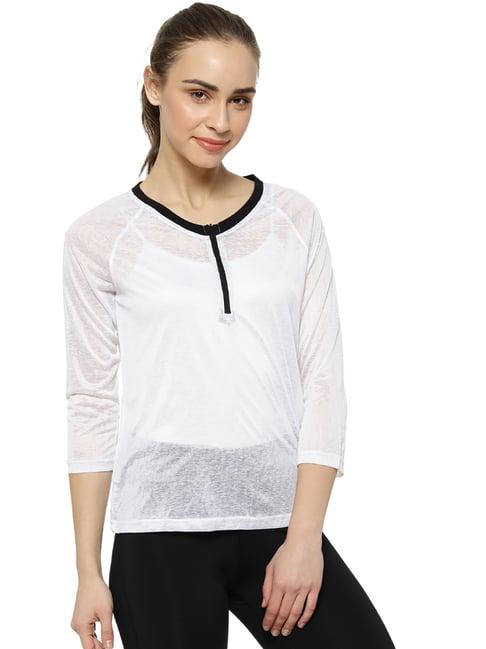 campus sutra white & black regular fit top