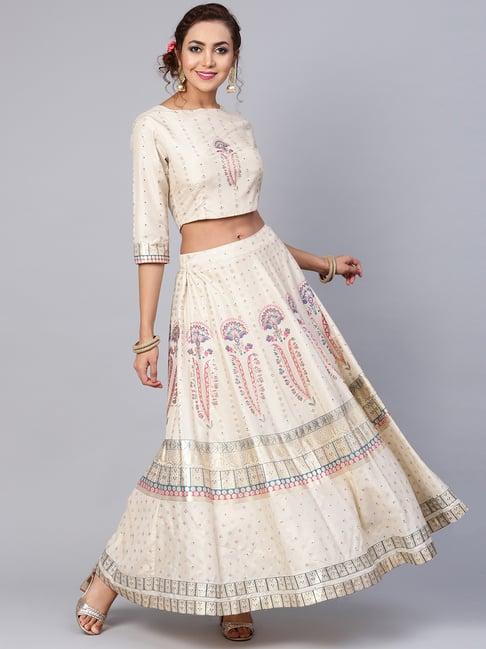 juniper ivory printed lehenga choli set