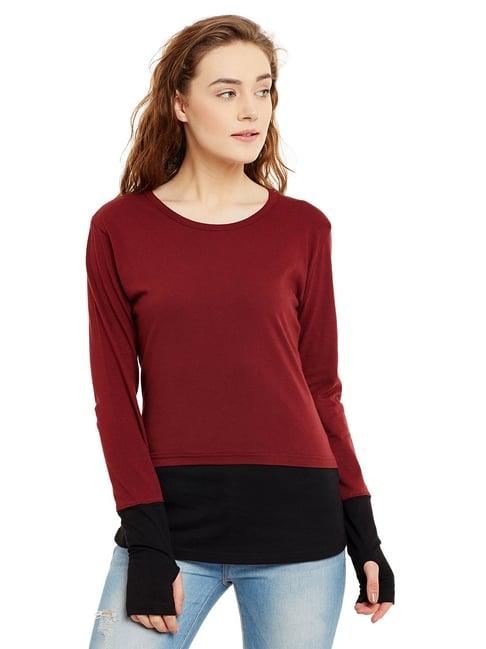 hypernation maroon & black cotton t-shirt