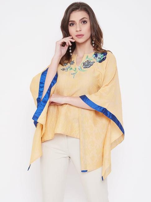 the kaftan company yellow embroidered top