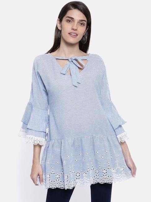 the kaftan company blue striped top