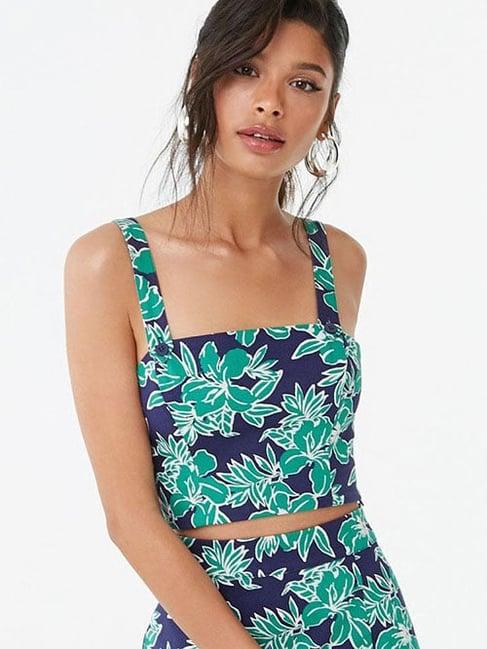 forever 21 navy floral print crop top