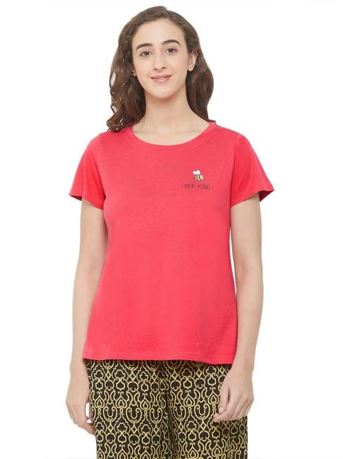 soie red round neck t-shirt