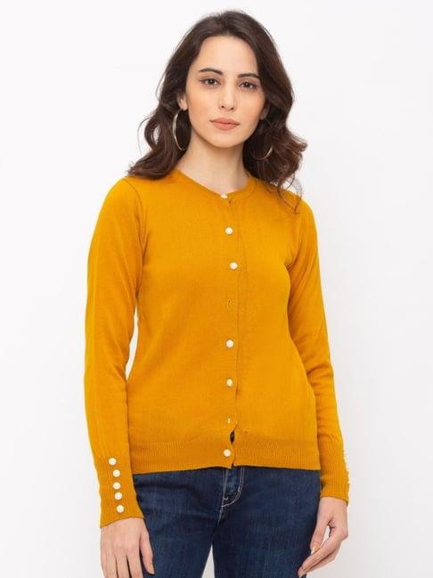 globus mustard regular fit cardigan