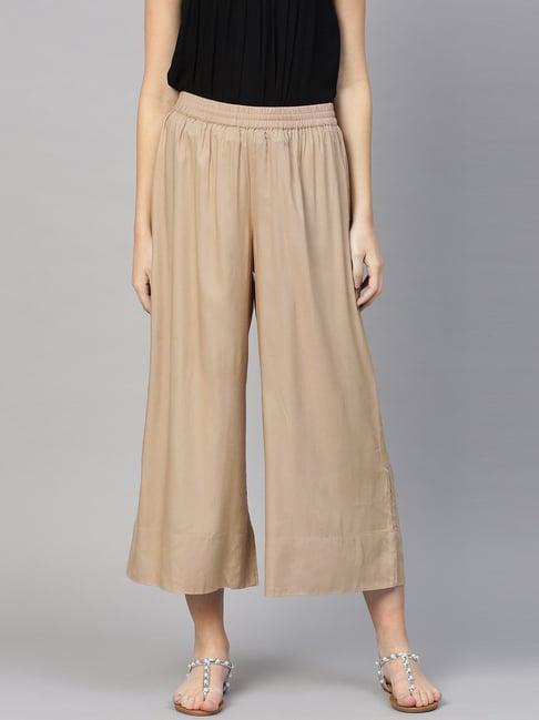 ksut beige regular fit palazzos