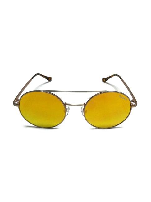 pepe jeans pj5124c252 yellow mirrored round sunglasses