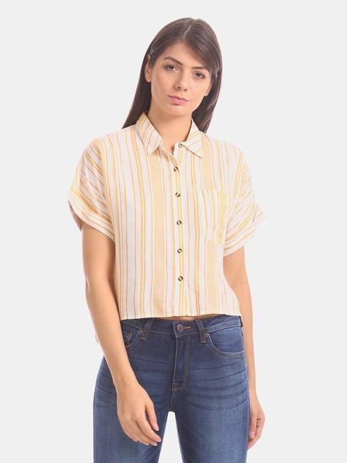 aeropostale orange & white striped shirt