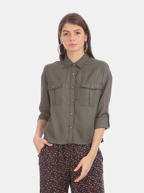 aeropostale olive regular fit shirt