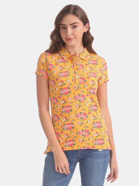 u.s. polo assn. artisan's gold floral print polo t-shirt