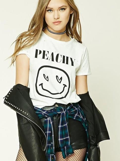 forever 21 cream graphic print t-shirt