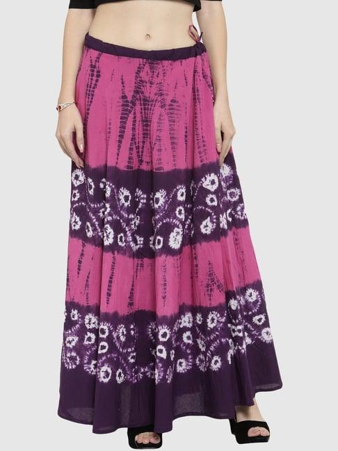 geroo jaipur pink & blue hand dyed pure cotton skirt