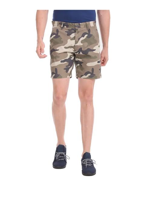 aeropostale brown & olive camo print shorts