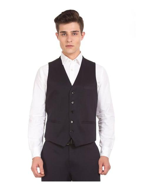 arrow black full sleeves three piece suit