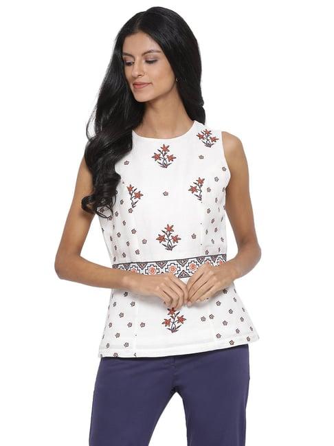 rooted white embroidered top