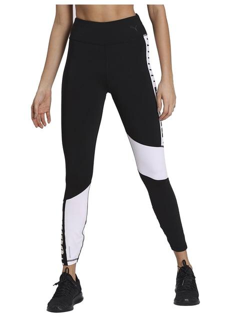 puma black & white regular fit tights