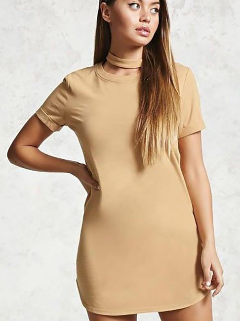 forever 21 tan regular fit dress