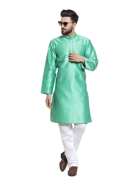 neudis green mandarin collar kurta