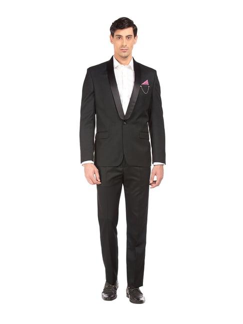 arrow black regular fit two piece suit