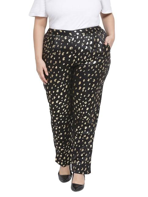 oxolloxo curves black & gold galactica printed pants