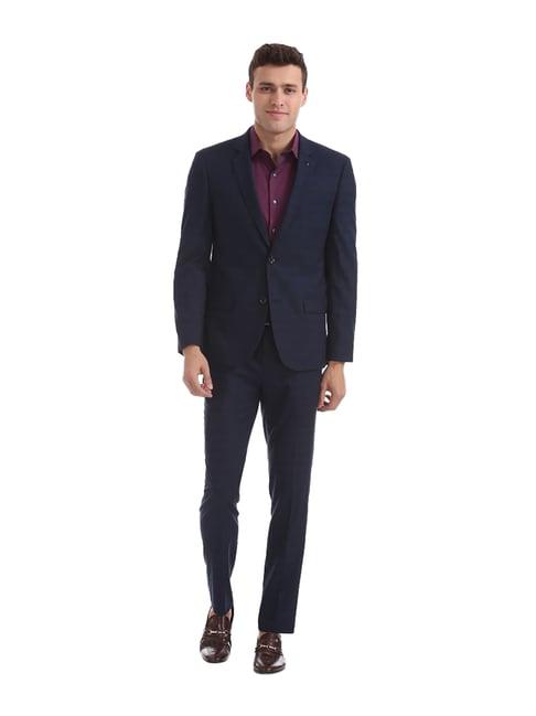 arrow navy slim fit two piece suit