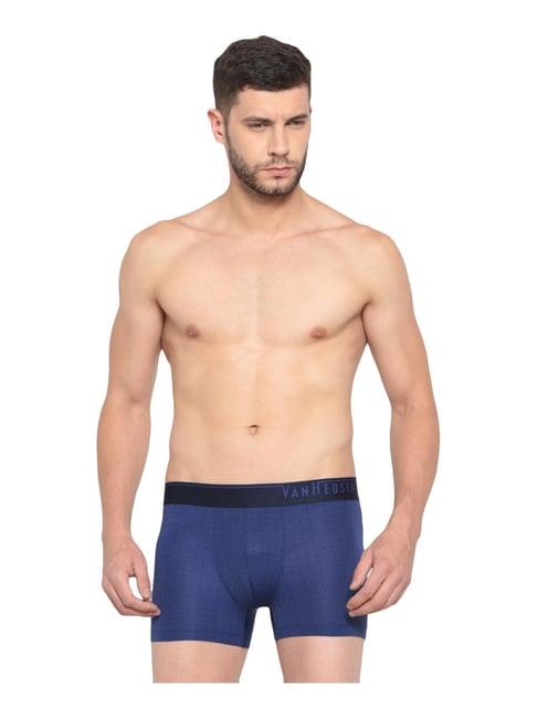 van heusen blue comfort fit printed trunks