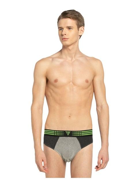 van heusen grey cotton comfort fit color block briefs