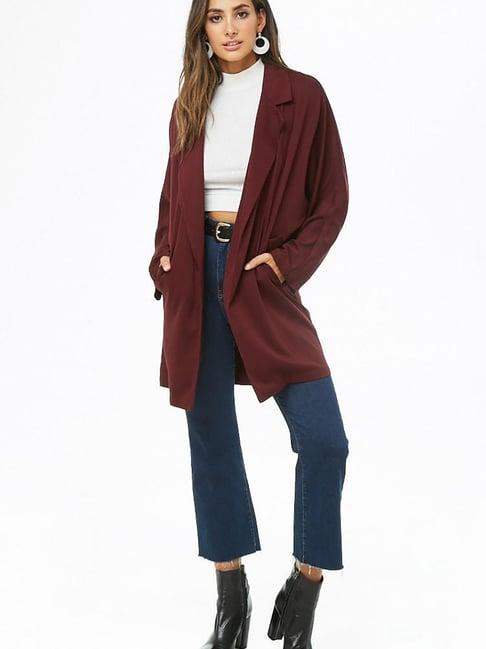 forever 21 aubergine notched lapel jacket