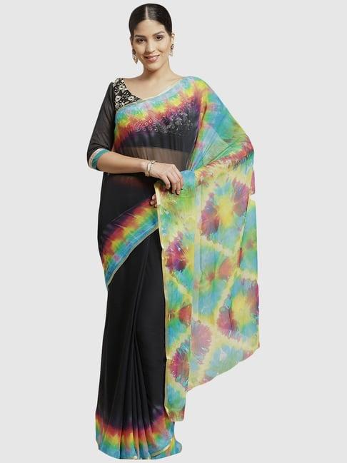 chhabra 555 black printed saree with blouse