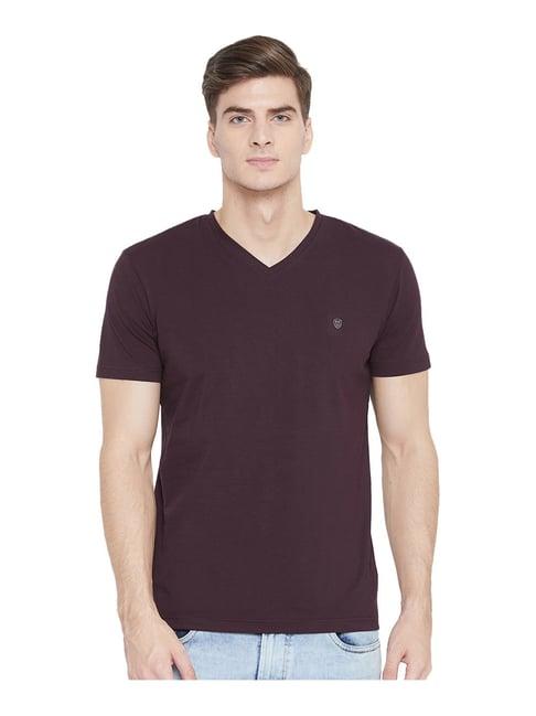 octave wine short sleeves v neck t-shirt