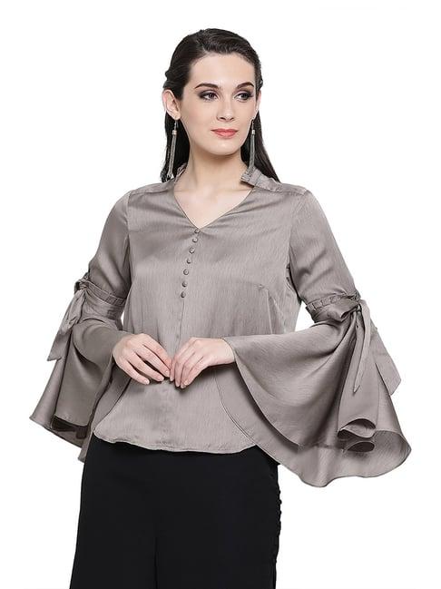 office & you grey textured top