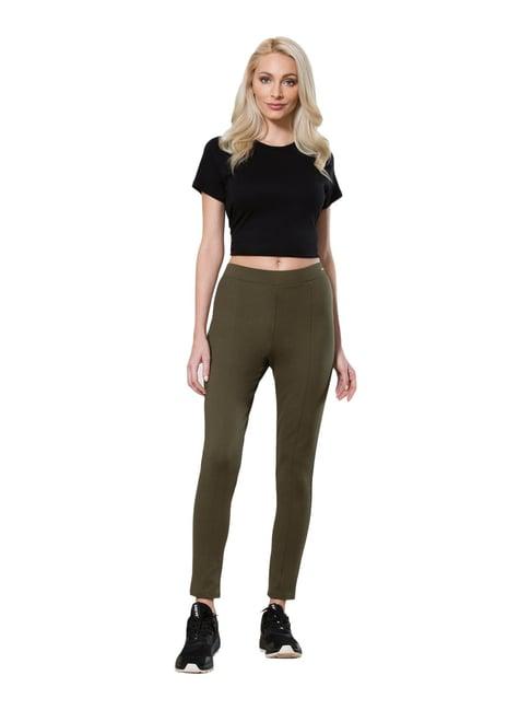 van heusen woman green skinny fit trousers